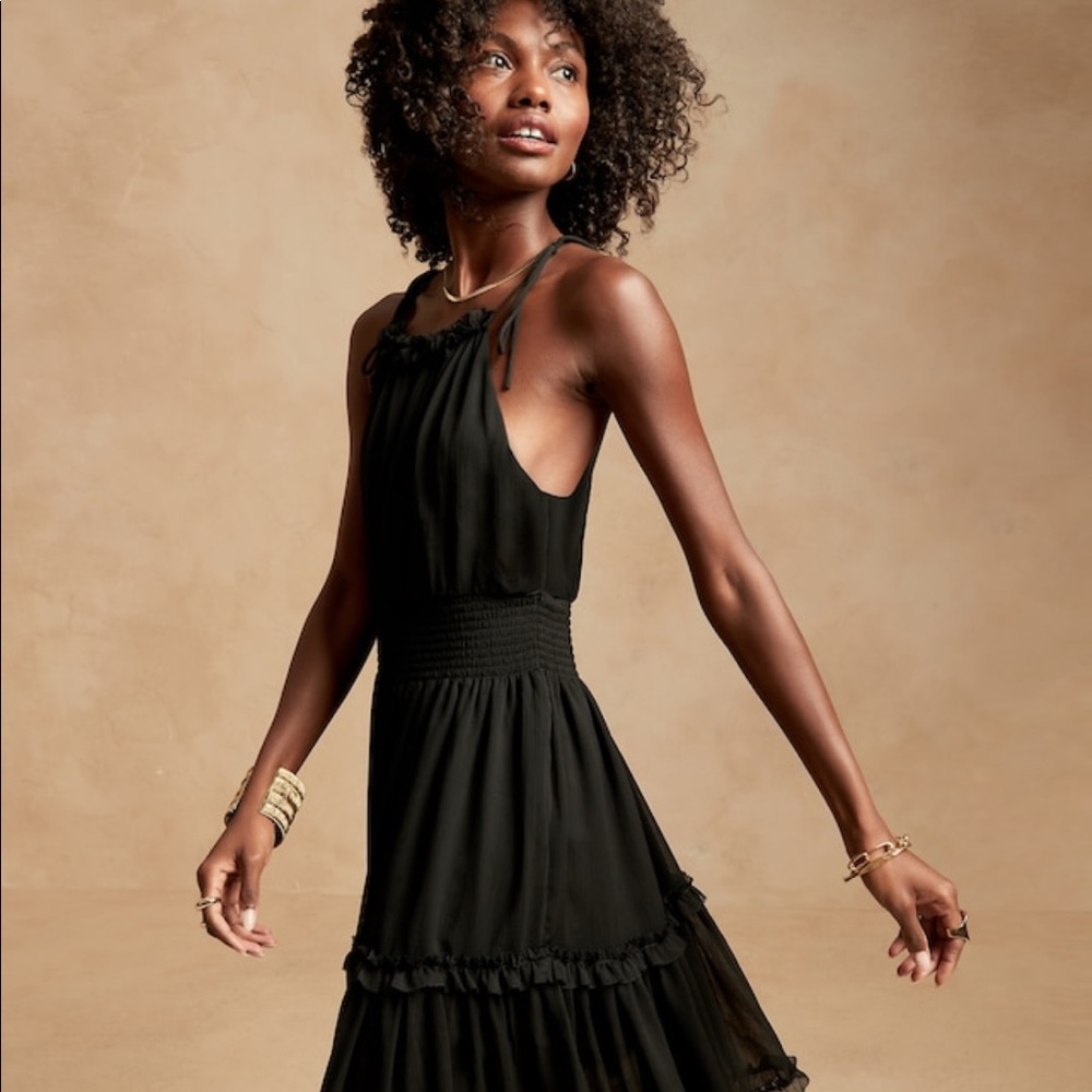 Banana Republic Halter Mini Dress Black